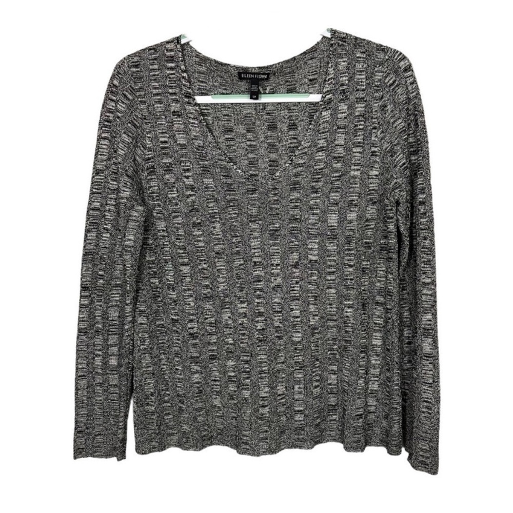 Eileen Fisher Gray Silk Blend V-Neck Sweater